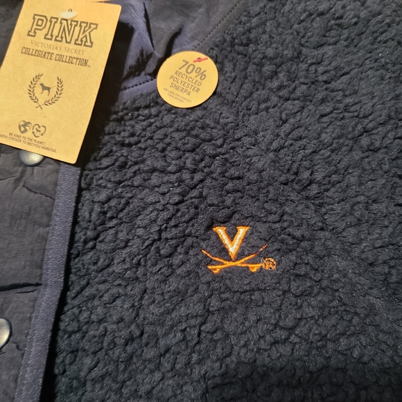 NWT PINK Victoria's Secret Collegiate Collection Virginia Sherpa Jacket sz S - Picture 4 of 9